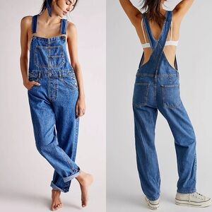 We The Free Blue Denim Overalls